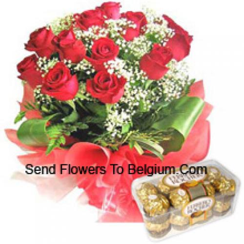 11 Red Roses with Yummy 16 Pcs Ferrero Rochers