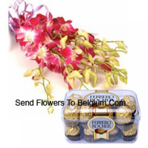 Charming Pink Orchids with 16 Pcs Ferrero Rochers