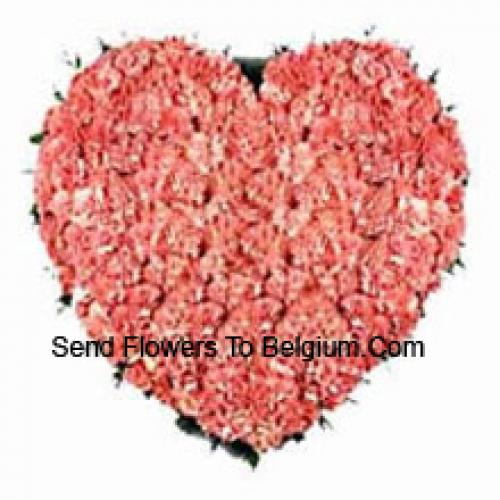 101 Pink Heart Carnations