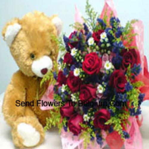 11 Red Roses with Sweet Teddy