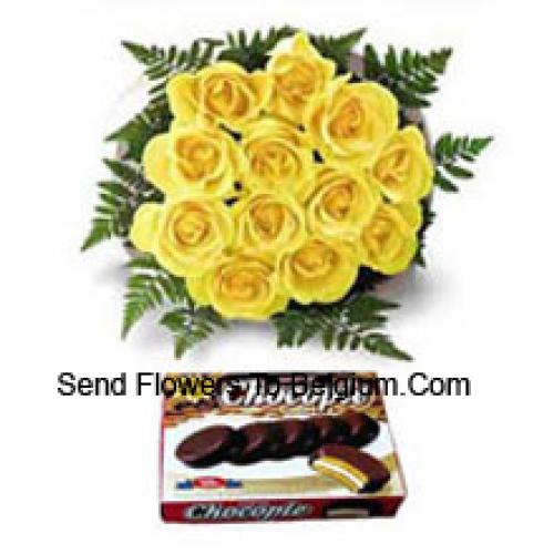 11 Beautiful Yellow Roses with Chocolate Box