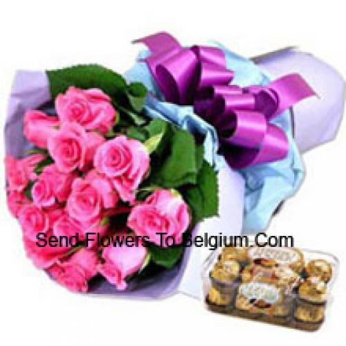 11 Pink Roses mit leckeren 16 Stück Ferrero Rochers